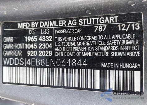 2014 Mercedes-Benz Cla 250 z USA, uszkodzony, nr VIN WDDSJ4EB8EN064844